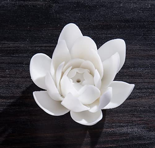 Keramik-Räucherstäbchenhalter mit weißem Lotus, Heimdekoration, Räucherstäbchenhalter, Aromatherapie-Räuchergefäß, Verwendung im Büro-Teehaus_voghion.com