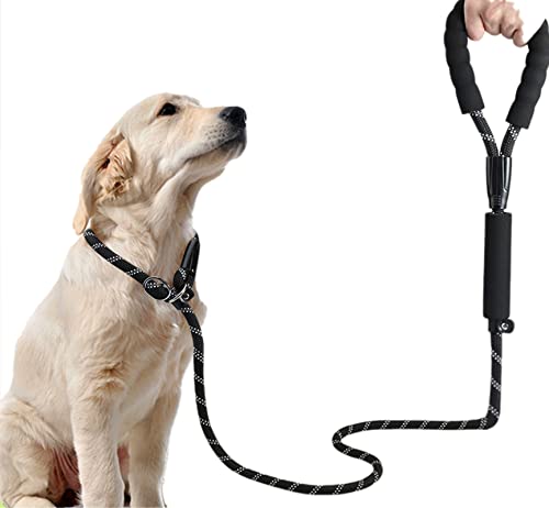 Retrieverleine für Hunde - Anti-Erstickungs-Hundeleine für große Hunde und mittelgroße Hunde - Reflektierendes Seil Hundetrainingsleine (1,8 m, schwarz) Cover