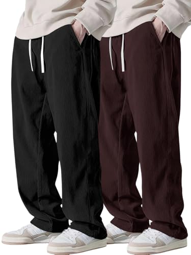 Image of Pinkmint Men's Poly-Lycra Loose Fit Trousers, Korean-Style Casual Pants with Side Pockets, Comfortable Travel (Available in Plus Sizes)