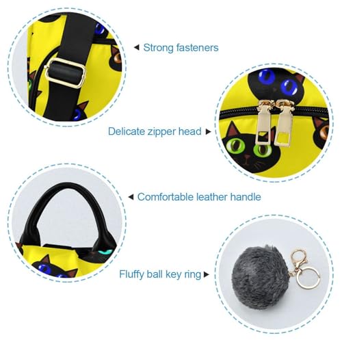Sac à dos femme chat jaune de grande capacité et léger