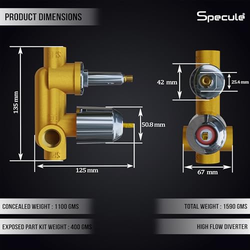 Image of Cube, Brass Concealed Body | High Flow Diverter with Exposed Part Kit | Chrome Finish Bathroom Shower System | Premium Mixer for Modern Bathroom Setup