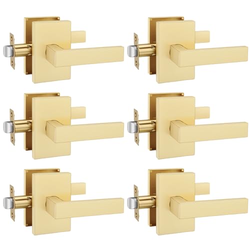 Goldenwarm Gold Passage Door Handles, Hall Closet Handles 6 Pack