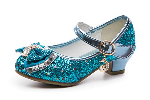 Girl's Adorable Sparkle Mary Jane Shoes Low Heel Wedding Party Princess Dress Pumps Shoes for Kids