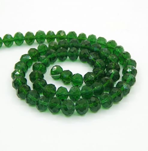 Perlin Pack of 120 Czech Bohemian Crystal Beads, 4 mm, Faceted Rondelle, Green, dark green, Klein - Image 3