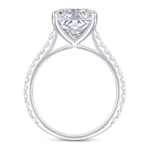 14K 4CT Elongated Cushion Cut Moissanite Rings,14K White Gold Moissanite Engagement Rings, 4-Prong Cushion Cut Moissanite Engagement Rings for Women2
