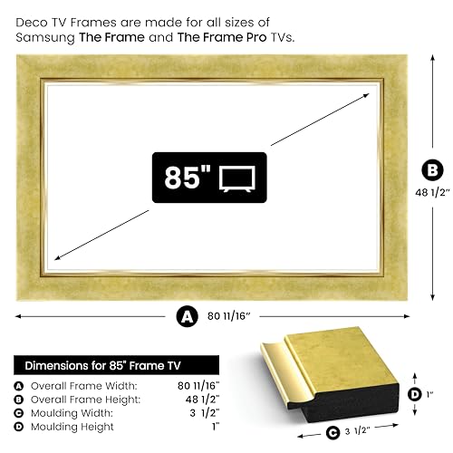 Contemporary Gold 85" Premiere Deco TV Frame - Compatible ONLY with Samsung The Frame TV and Pro TVs (Fits 2021-2026, LS03A, LS03B,LS03C,LS03D,LS03FA,LS03FW) by Frame My TV - Image 4