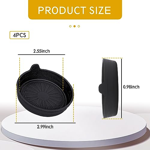 ZKFAR 4 PCS TPE Car Cup Holder Coasters, Universal Non-Slip Recessed Cup Holder for Car, Car Waterproof Sift-Proof Spill Cup Holder, Car Interior Accessories (Black #Flower) - Thumbnail 2