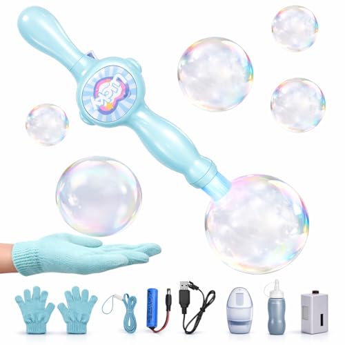 Elastic Bubble Fog Wand, Fog Bubble Machine for Kids, STEM Toy & Science Experiment Kit for Kids, Birthday Gift for 6 Year Old Girl/Boy, Magic Bubble Machine with Lights and Music (Bule)