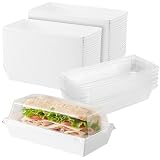 CHIHEUNG 100 Stück weiße Charcuterie-Boxen, Sandwich-Tabletts mit Deckel, 19 x 8,5 x 6,5 cm, rechteckige Keksboxen für Sandwiches, Gebäck, Kuchenscheiben, Snacks