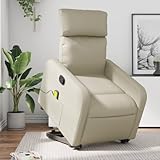 IKAYAA Sillón de Masaje con Elevador Levanta Personas Mayores Sillon Relax Reclinable Sillón Elevador Sofá Relax con Bolsillos Laterales Crema