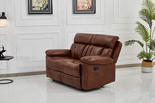 Betsy Furniture Bonded Leather Reclining Couch Sofa Set, Living Room Set (Orange, Sofa+Loveseat+Chair) #TOP6