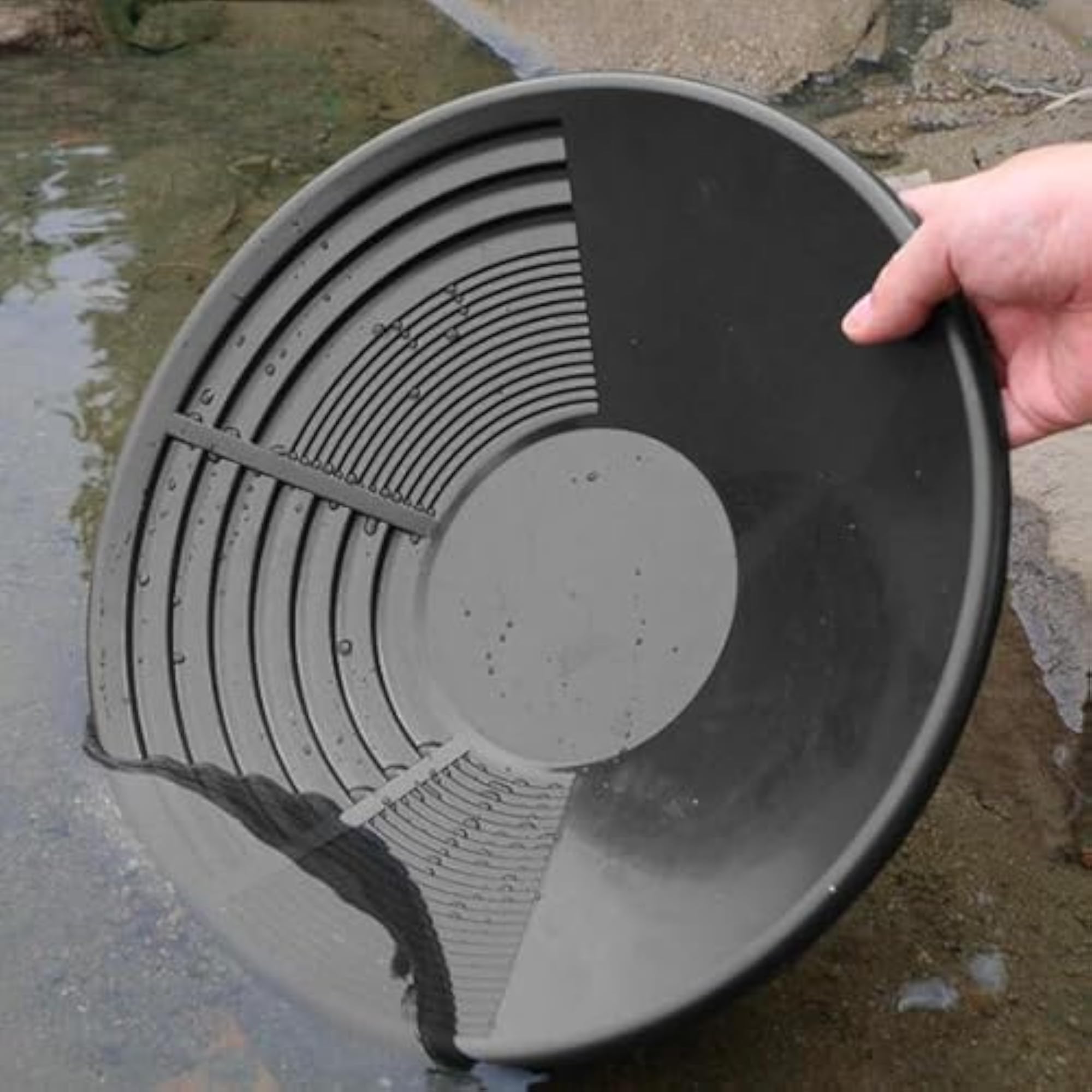 Gold Panning Pan Double Riffles, Portable Mining Tool