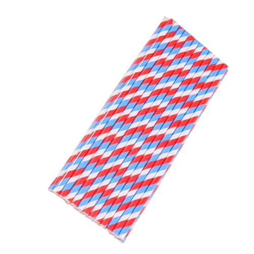150 pitillos de papel desechables rayados azul y rojo miniatura 1