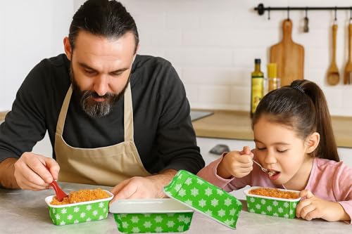 Image of Loaf Pans, Plumpy Disposable Loaf Bread Pan, Bread Pans for Baking Molds with Festive Snowflake and Christmas Designs, for Cakes and Treats (Green, Pack of 10)