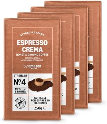 by Amazon Ground Coffee Espresso Crema, Medium Roast, 250 g, Pack...
