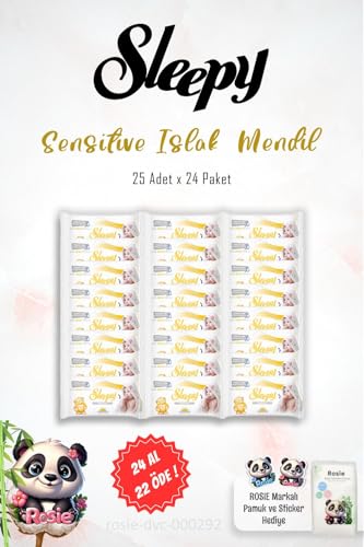 24 AL 22 ÖDE Sleepy Sensitive Islak Mendil 25'li ve 60'lı ROSIE
