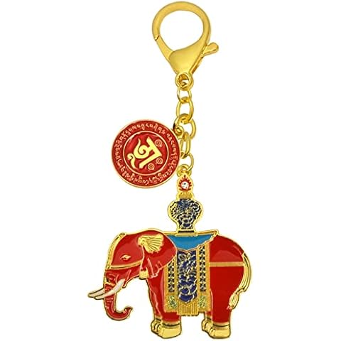 Juanxian Red Prosperity Elephant Amulet Keychain Purse Pendant Handbag Charm w5326 Cover