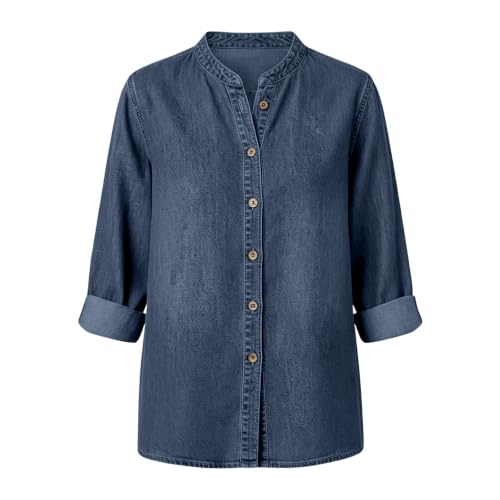 Furundly Denim Jacket for Women V Neck Jean Shacket Soft Jean Jackets — view 5