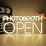 Photobooth Open Neon Sign for Wall Decor Photo Booth Sign Neon Photo Booth Lights Photo Studio Led Light Photography Light Up Signs for Wedding Guestbook Open Engagement Party Business Reception