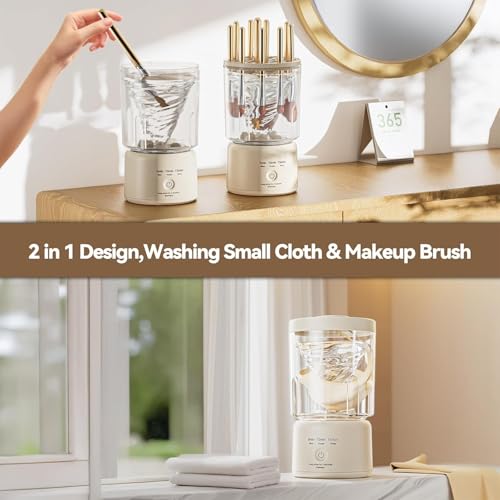 Portable Mini Washing Machine, Underwear Washing Machine Small Clothes Washer Makeup Brush Cleaner (Cream) by scbestuygo - Image 6