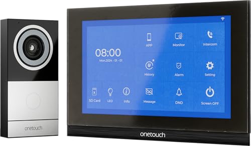 Image of ONETOUCH A4 Pro Smart Video Door Phone Kit (OT-ADP-A4 Pro) | 7 inch Capacitive HD Touch Screen | 2K FHD 160 Wide-Angle Doorbell Camera | Dual-Band Wi-Fi | Two-Way Talk & Night Vision (Black)