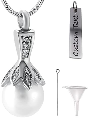Personalized Pearl Urn Necklaces For Ashes For Women Men Cremation Jewelry for Ashes Customizable Pet Dog Ashes Necklace Keepsake Memorial Pendant For Adult