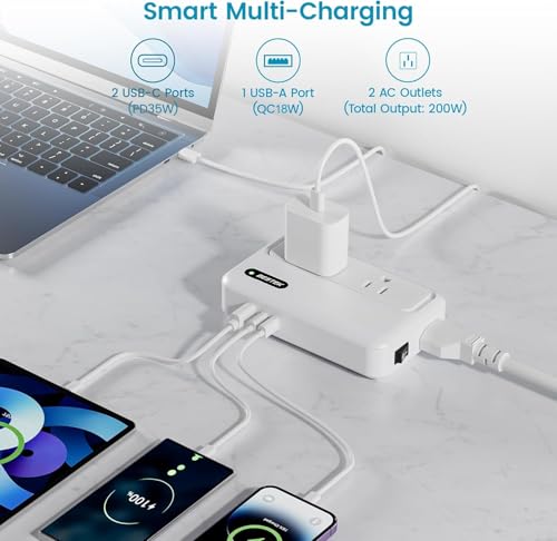 BESTEK 220v to 110v Converter with USB C 35w, 300W AC Peak Voltage Converter US to Europe, Step Down Converter for Hair Straightener/Curling Iron with EU UK FR DE ES AU Travel Adapter (White)