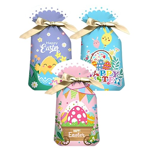 50 Piezas Linda bolsas de chuches de pascua Bolsa de Regalos con Cordón para Pascua bolsas de dulces con forma de conejo Bolsas de regalo de pascua para golosinas de Pascua de cumpleaños Goodie (B)