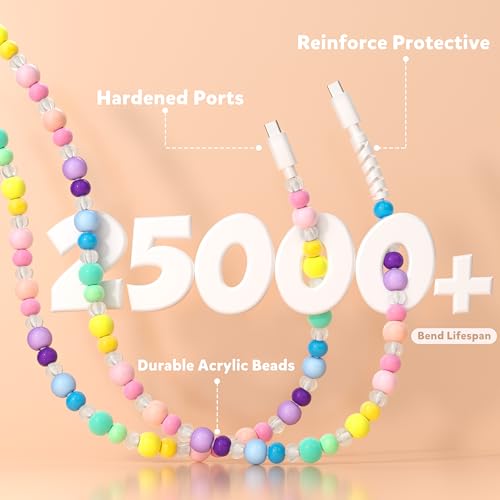 USB C to USB C Cable 3FT Colorful Candy Beaded USB Type C Cable for iPhone 17 16 15 Plus Pro Max 17 Air 16E iPad 10th A16 Pearl Type C Car iPhone Charger Fast Charging Cable for Samsung Galaxy S25 S24 by XNMOA - Used condition - Image 7