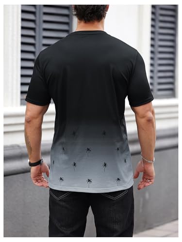 SOLY HUX Men's T Shirt Graphic Ombre Shirt Top Crew Neck Short Sleeve Tropical Print Casual Tees2