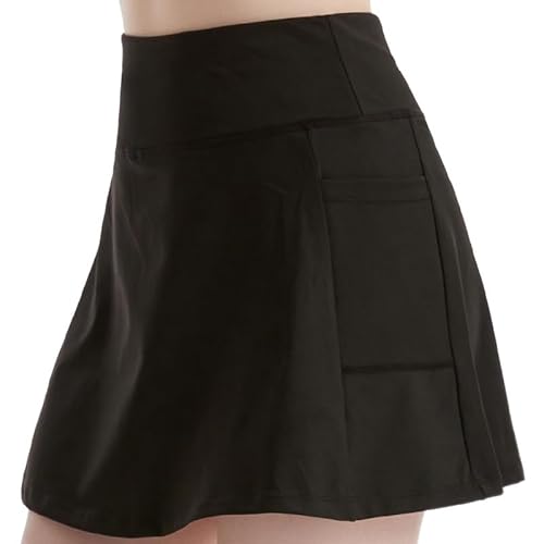 ThreeH Meia saia esportiva de ioga feminina para treinamento, corrida, fitness, tênis, com bolsos, P