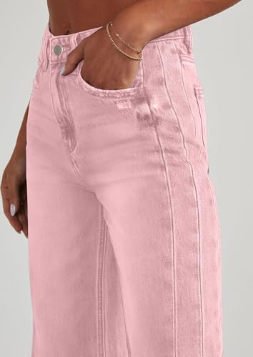 Image of PRETTYGARDEN Women's Wide Leg Jeans Raw Hem Denim Pants