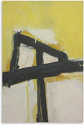 Franz Kline Jaune poster minimaliste au trait et toile imprimée décoration murale