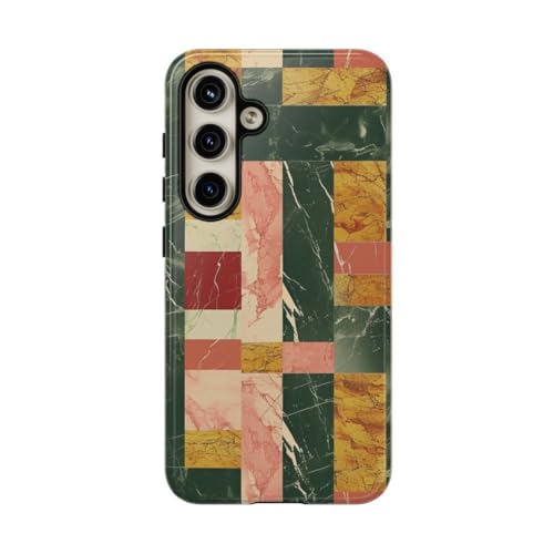 Coque Samsung S24 motif marbre rétro et finition brillante rigide