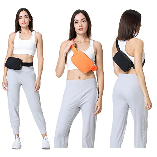 Image of VOROLO Fanny Pack For Women And Men Crossbody Bag Black+Orange-1