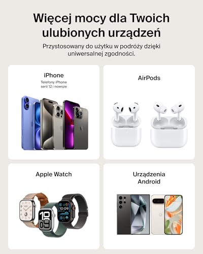 Belkin BoostCharge Magnetyczny Powerbank 5000mAh, Smukła Ładowarka z Pierścieniem Magnetycznym i Portem USB-C, do iPhone'a, Galaxy, Pixelsnap, iPad, Tabletu – w Zestawie Kabel USB-C – Czarny
