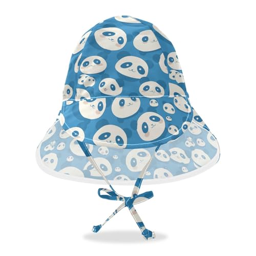 Kids Sun Hat Boy Water Hats Girls Sun Protection Wide Brim Travel Essentials Cartoon Cute Blue Panda