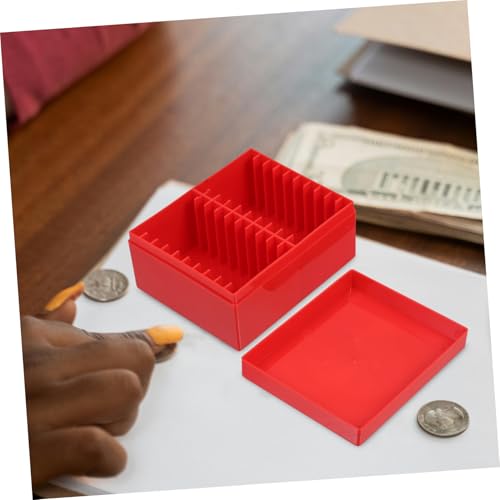 Caja organizadora de monedas portátil rojo 20 piezas miniatura 4
