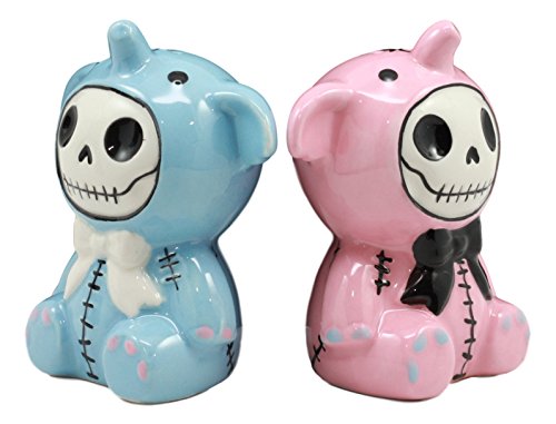 Ebros Furrybones Elefun Pink And Blue Elephant Voodoo Skeleton Ceramic Salt And Pepper Shakers Set Furry Bones Elephant Siblings Collectible Figurines Kitchen & Dining Centerpiece #TOP4