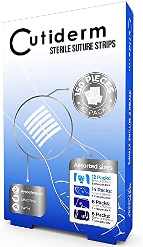 Cutiderm Sterile Skin Wound Closure Suture Strips, 4 Sizes - 150 Strips