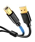 AIYEEN Cable de impresora USB 2.0 de 2 m (6,6 pies), cable A a B chapado en oro con núcleo de ferrita, cables de cobre AWG 24/28, alta velocidad de 480 Mbps para impresoras y escáneres