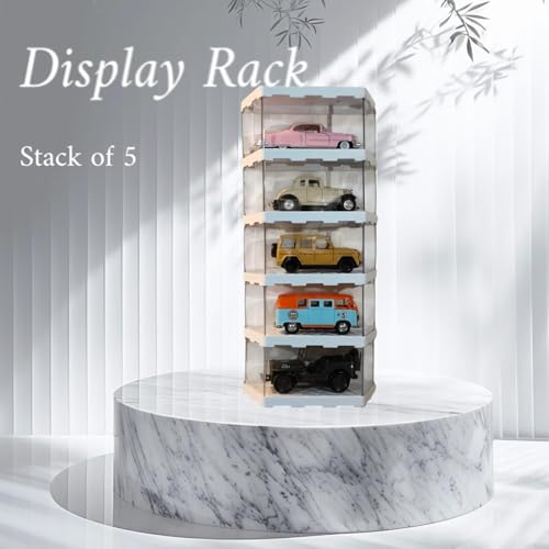 Image of Zebra Polymers Stackable Vertical Display Rack for Die Cast & Scale Models (1:43 /1:32 /1:34 /1:44) | Modular Wall Mount Organizer for Collectible, Miniatures Hot Wheels (5 Rack)