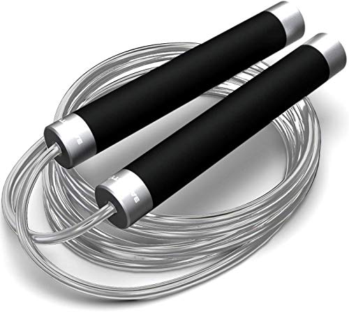 Gorgeous Angel Jump Rope - Premium Speed Jump Rope with 360 Degree Spin, Steel Handles, Silicone Grips and 2 x Adjustable Cables - for Crossfit, Gym & Home Fitness Workouts & More (Silver)