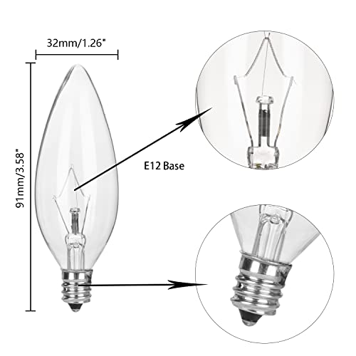 Haraqi 6 Pack E12 Base 25W 120V B10 Ctc Incandescent Clear Dimmable Light Bulbs,Transparent Candle Light Bulbs For Chandeliers, Ceiling Fan Lights, Pendants, Fireplace #TOP1