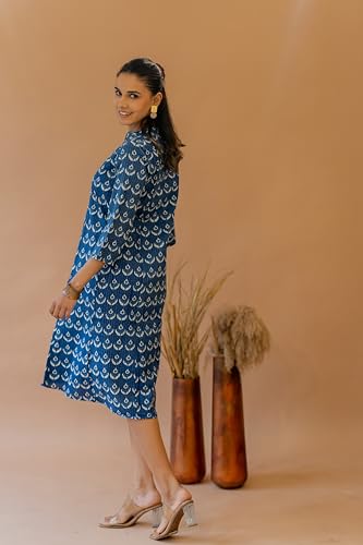 Image of MIRCHI FASHION Women's Cotton Relaxed Fit A Line A- Line Printed Princess Line Kantha Work Kurti Only