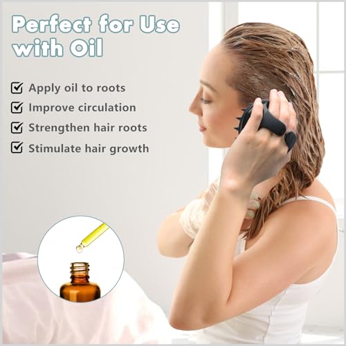 Image of FREATECH Hair Scalp Massager Shampoo Brush with Long & Soft Silicone Bristles for Scalp Care, Gentle Scrub to Exfoliate, Intensive Massage to Relax The Head, Dandruff Removal and Hair Growth, Black