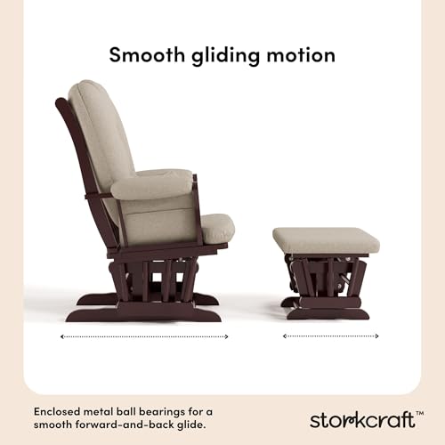 Image of Storkcraft Tuscany Glider & Ottoman and Lumbar Pillow, Espresso /Taupe Swirl