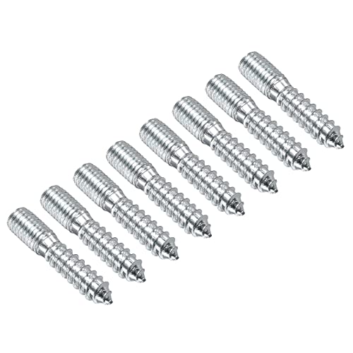QUARKZMAN M10x50mm Cintre Boulon Vis Double Filetage x 8PCS Carbone Acier Double Tête Vis pour Canapé Jambes, [Argenté]
