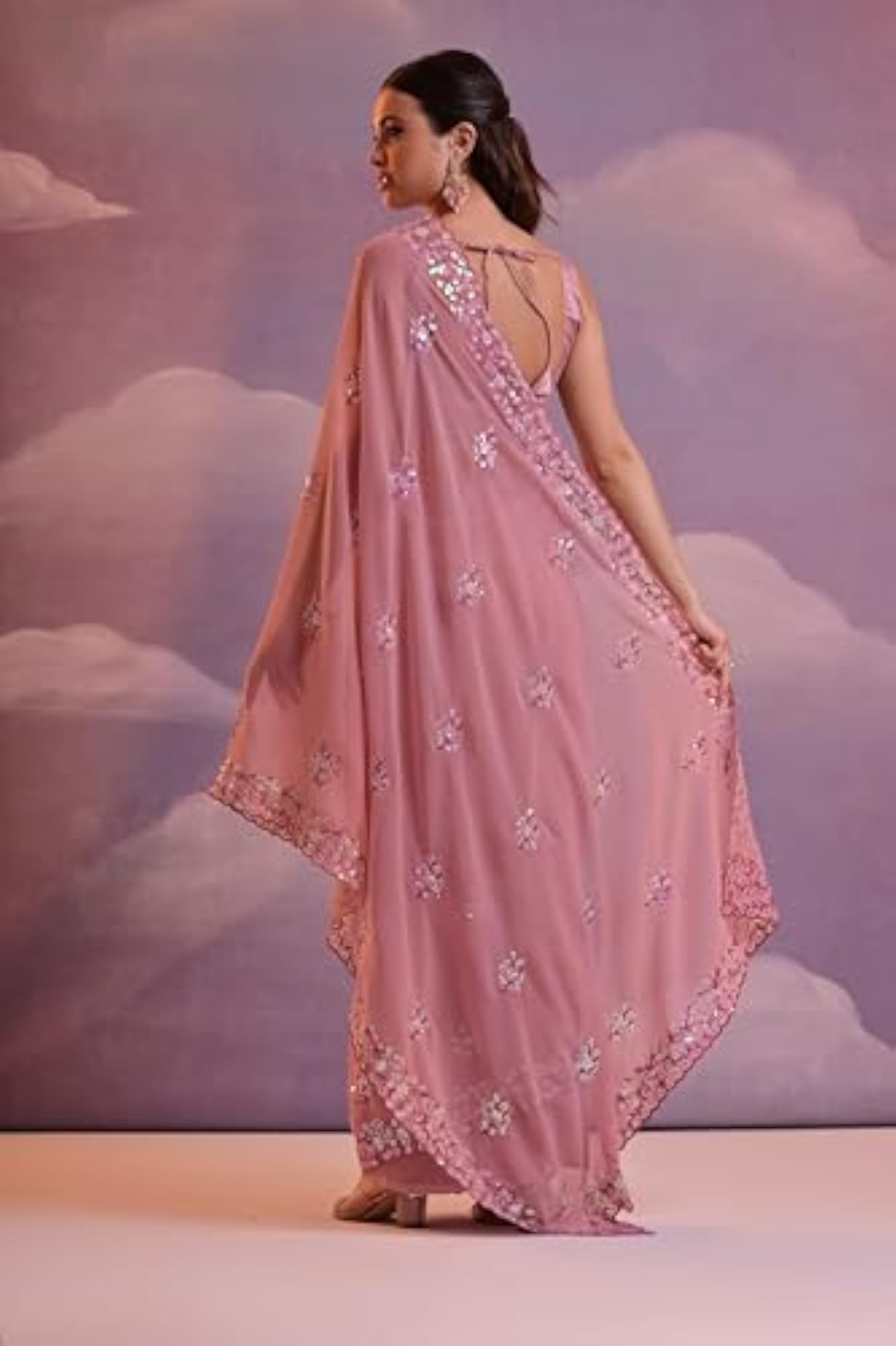 Soft Georgette Sequence Work Embroidered Saree