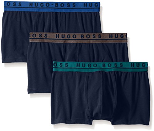 BOSS Men's 3-Pack Stretch Cotton Regular Fit Trunks, Navy, Large